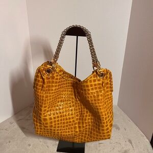 ANTONIO MELANI Mustard Croc-design patent leather Shoulder Bag